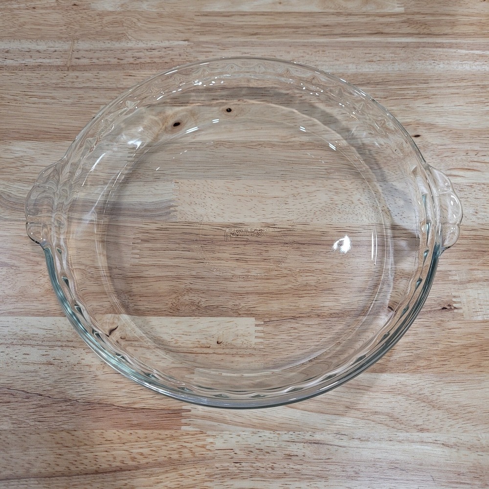 Vintage PYREX #229 9.5" Clear Glass Fluted Scalloped Edge Deep Dish Pie Plate - Picture 1 of 9